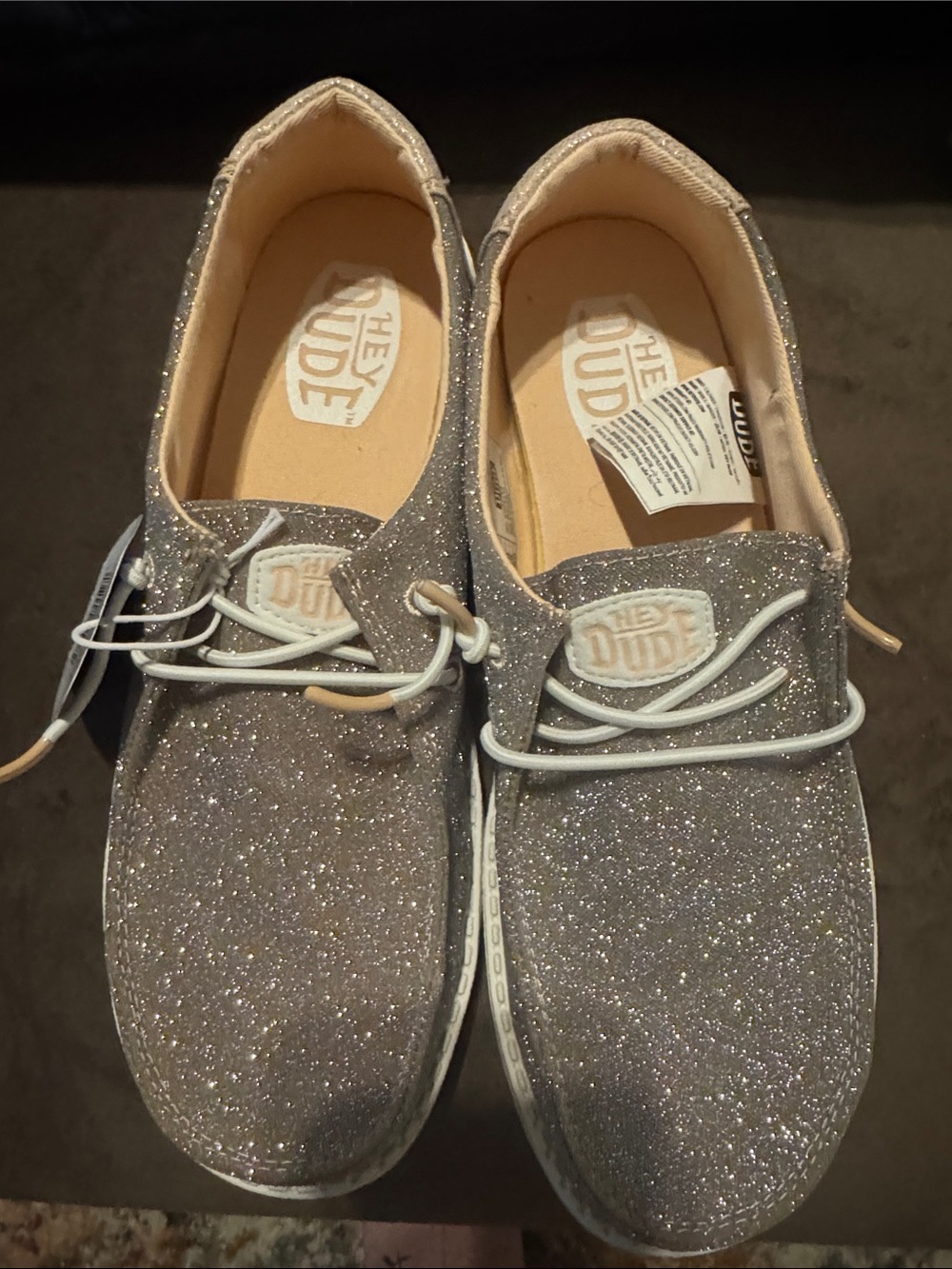 HEY DUDE Womens Wendy Glitter Shoes Size 9 NWT Sparkle Loafers WIDE - Picture 4 of 8